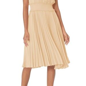 NWT Nanette Lepore Smocked High Neck Pleated Dress